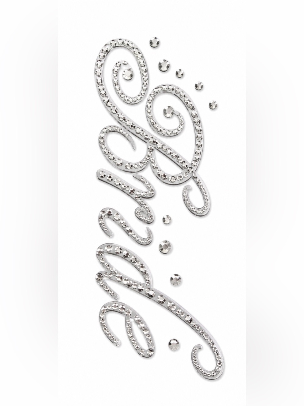 Hobby Lobby Silver Rhinestone 'Bride' Script Sticker